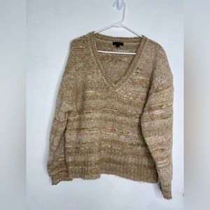 JCrew Beige Rainbow Women’s V-neck Sweater, size Large